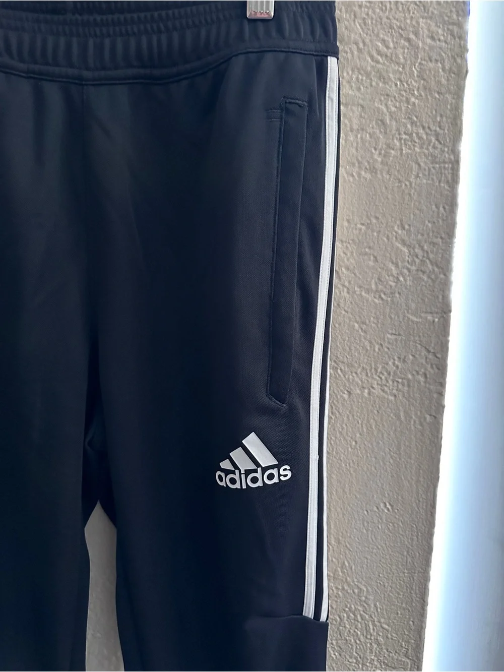 adidas Black Jogger Pants with White Side Stripes and Logo